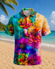 Alohadaddy® Men's Hawaiian Floral Abstract Print Short-Sleeve Polo Shirt
