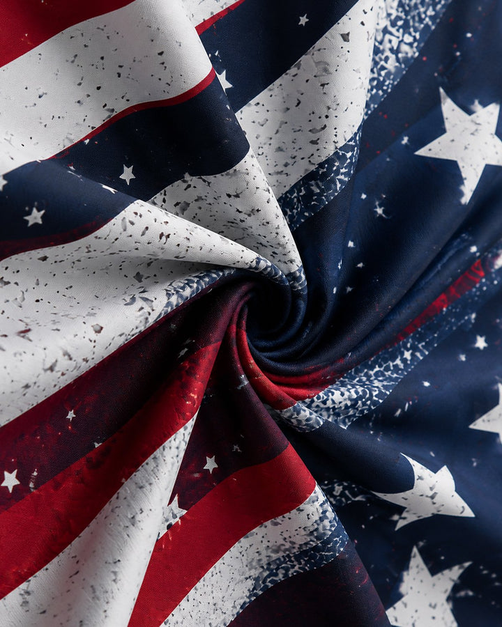 Alohadaddy® Independence Day Commemorative American Flag Print Gradient Short-Sleeve Shirt