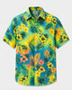 Alohadaddy® Hawaiian Tropical Floral Gradient Leaf Print Short-Sleeve Shirt