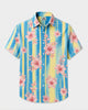 Alohadaddy® Hawaiian Tropical Floral Color-Block Print Short-Sleeve Shirt