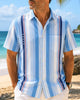 Alohadaddy® Basic Geometric Striped Men's Pocket Button Short-Sleeve Shirt