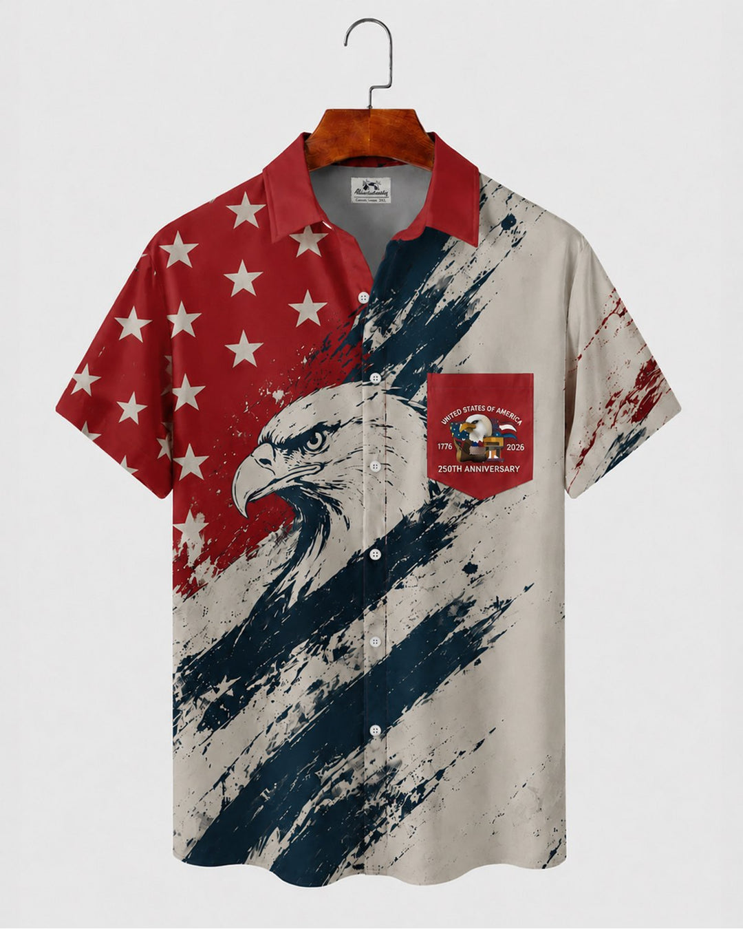 Alohadaddy® Independence Day Flag Eagle 250th Anniversary Short-Sleeve Shirt