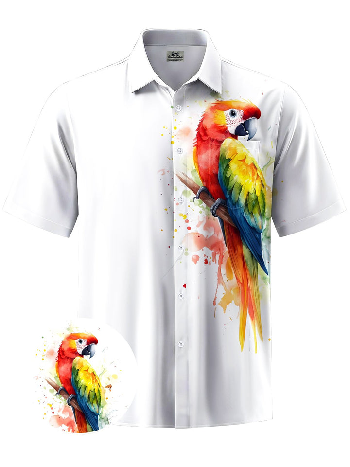 Alohadaddy® Hawaiian Tropical Gradient Parrot Print Men&