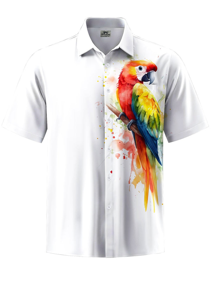 Alohadaddy® Hawaiian Tropical Gradient Parrot Print Men&