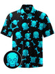 Alohadaddy® Vintage Skull Print Gradient Men's Pocket Button Shirt