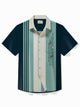 Camisa de bolos vintage para hombre con arte geométrico de mediados de siglo de los años 50 de Alohadaddy, camisa de campamento con bolsillo elástico, talla grande