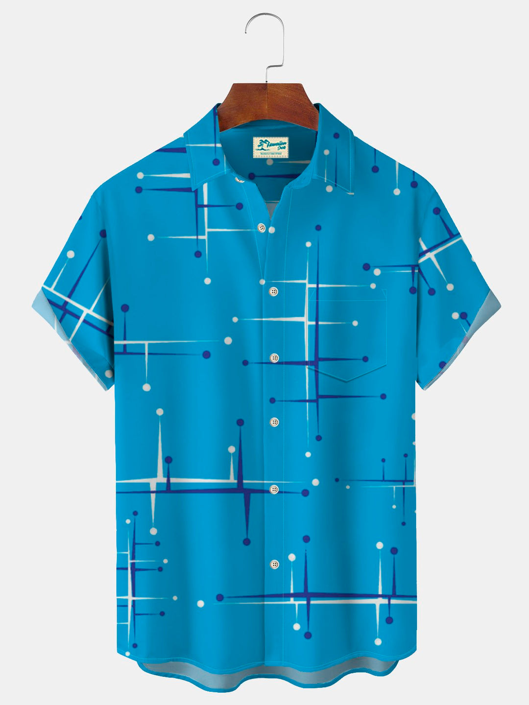 Alohadaddy 50’S Vintage Mid-Century Modern Geometric Blue Men&