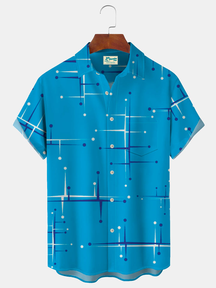 Alohadaddy 50’S Vintage Mid-Century Modern Geometric Blue Men&