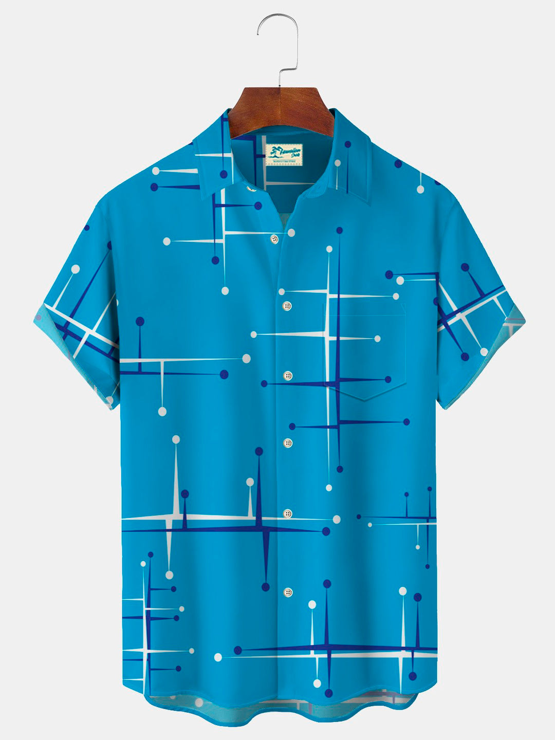 Alohadaddy 50’S Vintage Mid-Century Modern Geometric Blue Men&