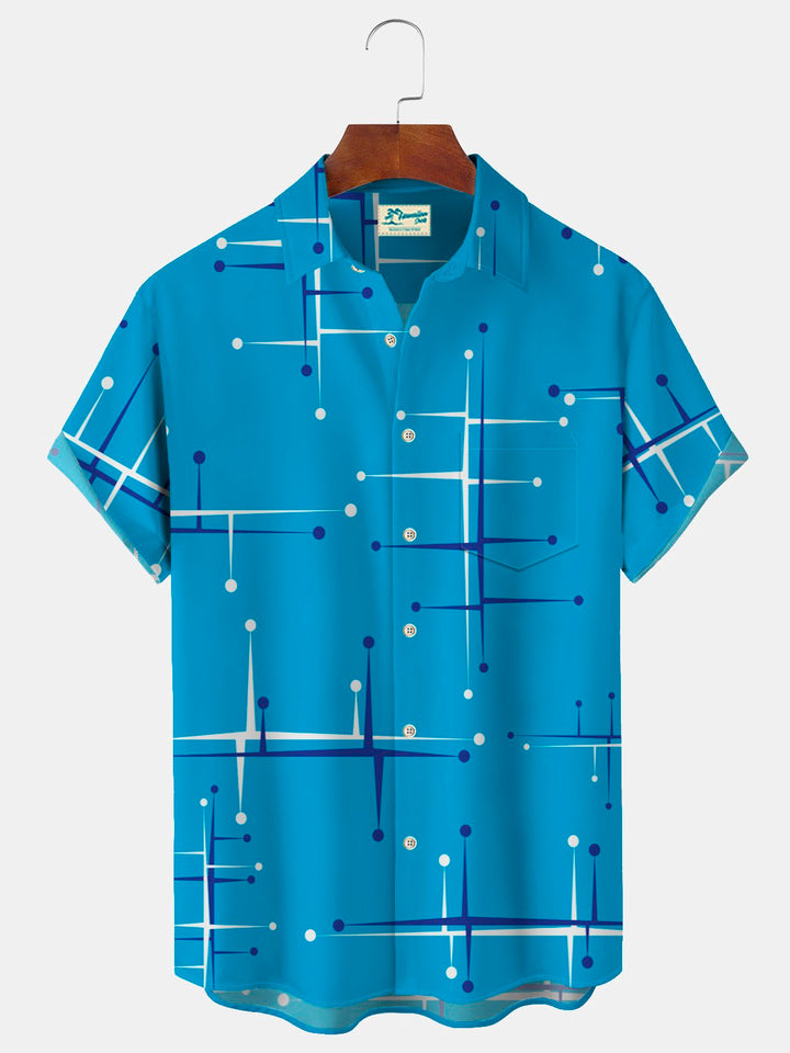 Alohadaddy 50’S Vintage Mid-Century Modern Geometric Blue Men&