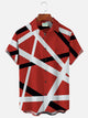 Alohadaddy Vintage Rock Red Geometric Music Art Men's Casual Shirts Stretch Plus Size Pocket Aloha Camp Button Shirts