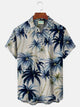 Alohadaddy Beach Vacation Khaki Men's Hawaiian Shirts Vintage Coconut Tree Stretch Easy Care Pocket Camp Shirts