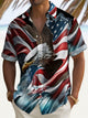 Alohadaddy Vintage American Flag Men's Hawaiian Shirt Eagle Pocket Camp Shirt Big Tall