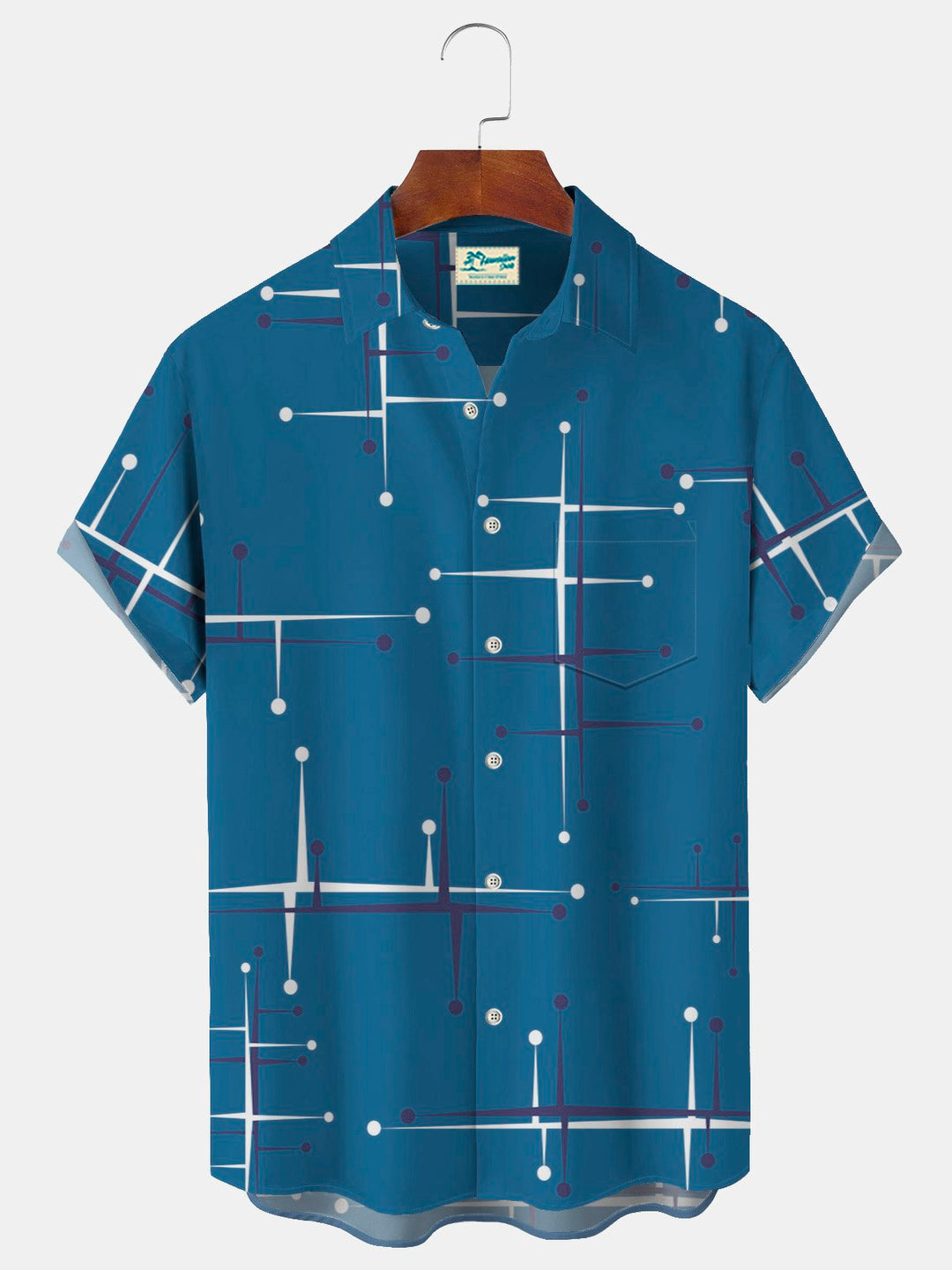 Alohadaddy 50’S Vintage Mid-Century Modern Geometric Blue Men&