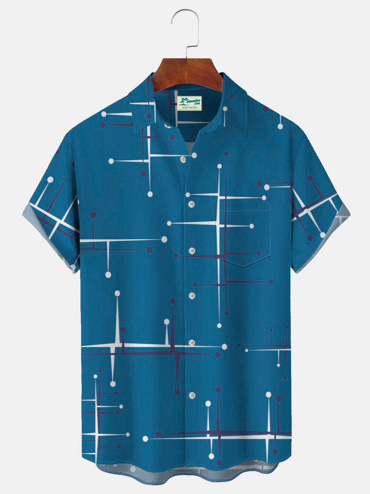Alohadaddy 50’S Vintage Mid-Century Modern Geometric Blue Men&