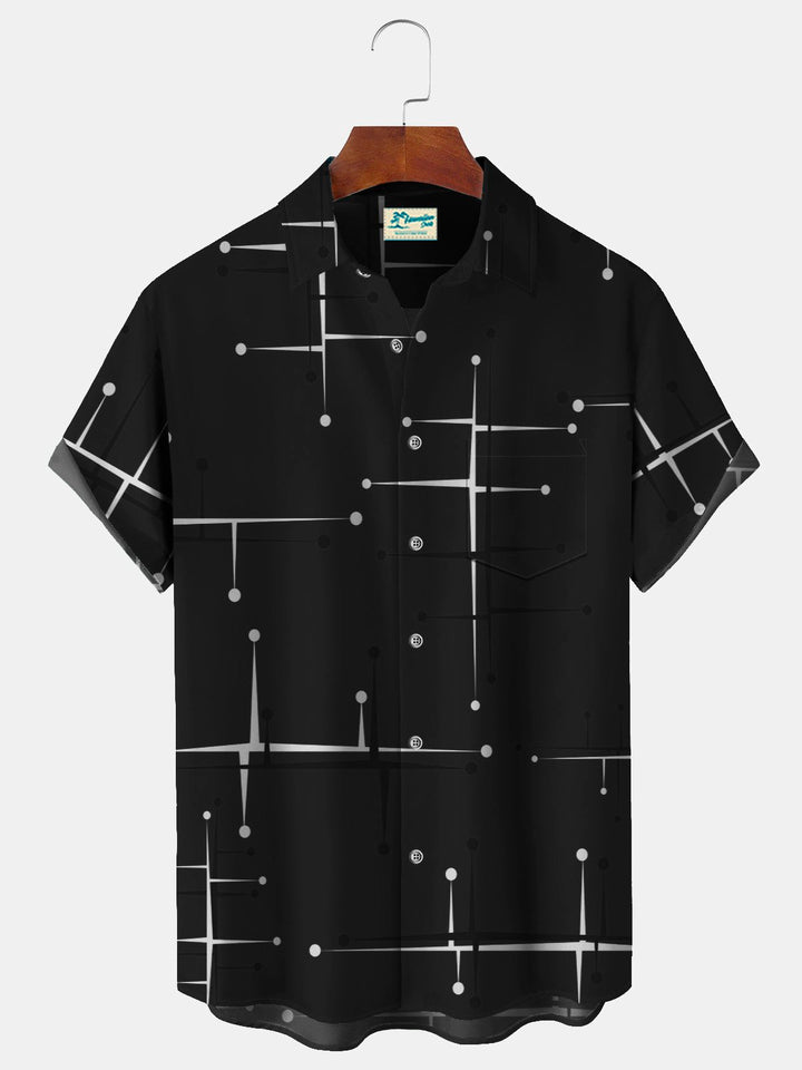 Alohadaddy 50’S Vintage Mid-Century Modern Geometric Blue Men&