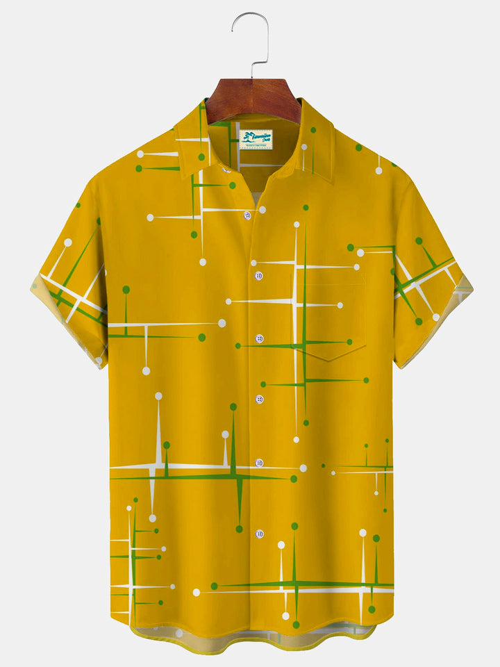 Alohadaddy 50’S Vintage Mid-Century Modern Geometric Blue Men&
