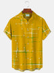 Alohadaddy 50’S Vintage Mid-Century Modern Geometric Blue Men's Camp Shirts Stretch Plus Aloha Casual Pocket Shirts