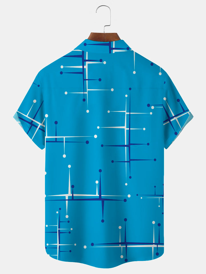 Alohadaddy 50’S Vintage Mid-Century Modern Geometric Blue Men&