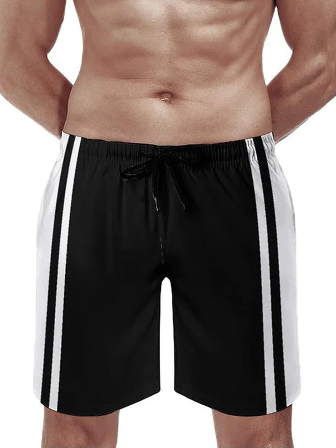 Alohadaddy Basic Striped Board Shorts Stretch Quick-Dry Casual Boat Pants Big Tall
