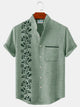 Camisas tipo guayabera Alohadaddy de los años 50 con estampado floral morado y cuello alto para hombre, camisas tipo campamento Aloha