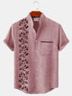 Camisas tipo guayabera Alohadaddy de los años 50 con estampado floral morado y cuello alto para hombre, camisas tipo campamento Aloha