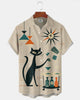 Alohadaddy® Retro Mid-Century Modern Geometric Atomic Cat Short-Sleeve Shirt