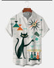 Alohadaddy® Retro Mid-Century Modern Geometric Atomic Cat Short-Sleeve Shirt