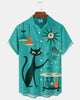 Alohadaddy® Retro Mid-Century Modern Geometric Atomic Cat Short-Sleeve Shirt
