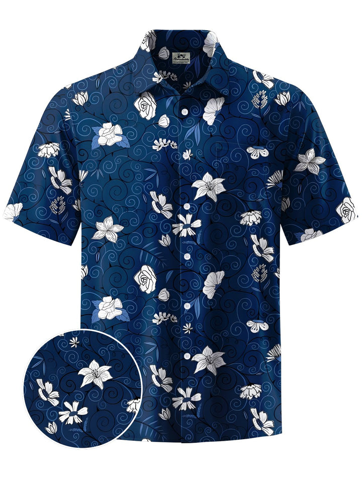 Alohadaddy® Hawaiian Floral Geometric Print Men&