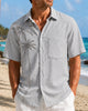 Alohadaddy® Basic Seersucker Wrinkle-Resistant Solid Color Coconut Tree Short-Sleeve Shirt