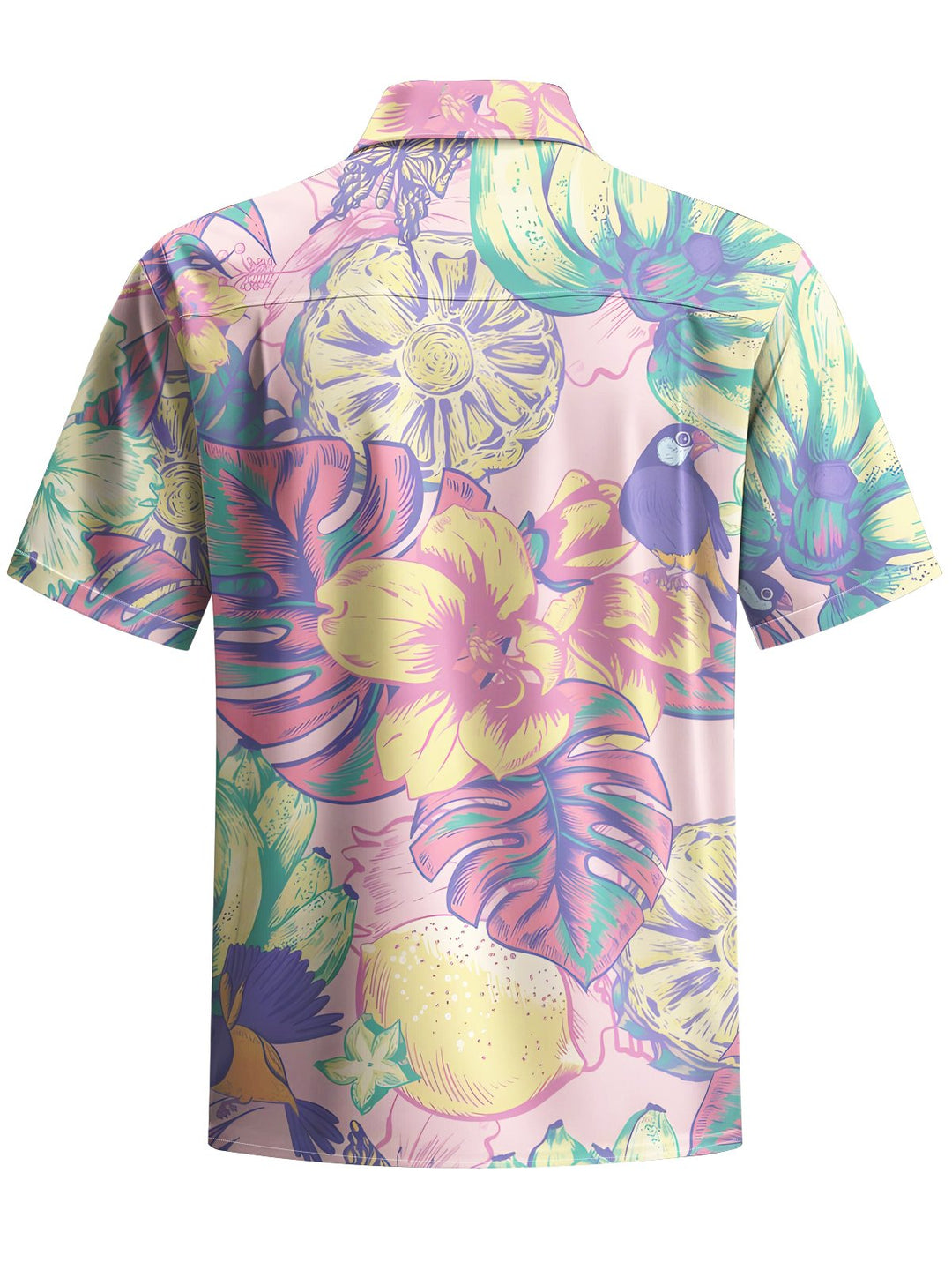 Alohadaddy® Hawaiian Tropical Floral Hibiscus Print Pocket Stretch Shirt