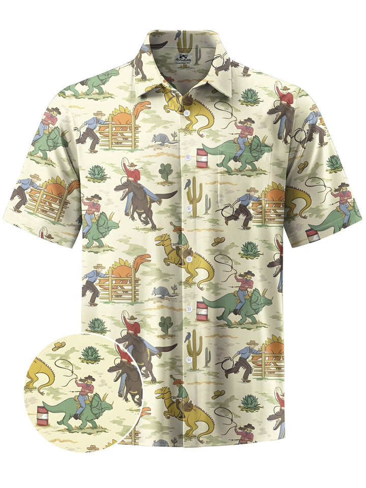 Alohadaddy® Retro Western Cowboy Cartoon Dinosaur Men&