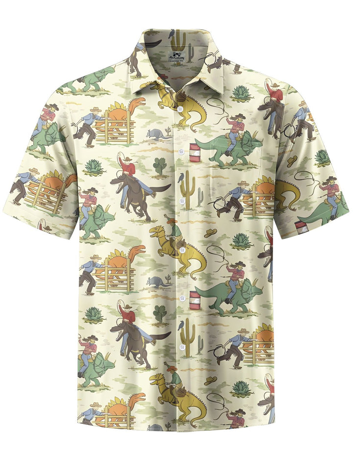 Alohadaddy® Retro Western Cowboy Cartoon Dinosaur Men&