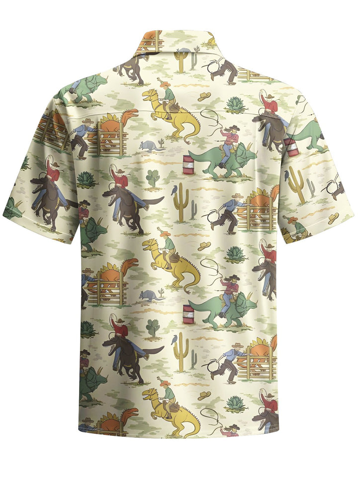 Alohadaddy® Retro Western Cowboy Cartoon Dinosaur Men&