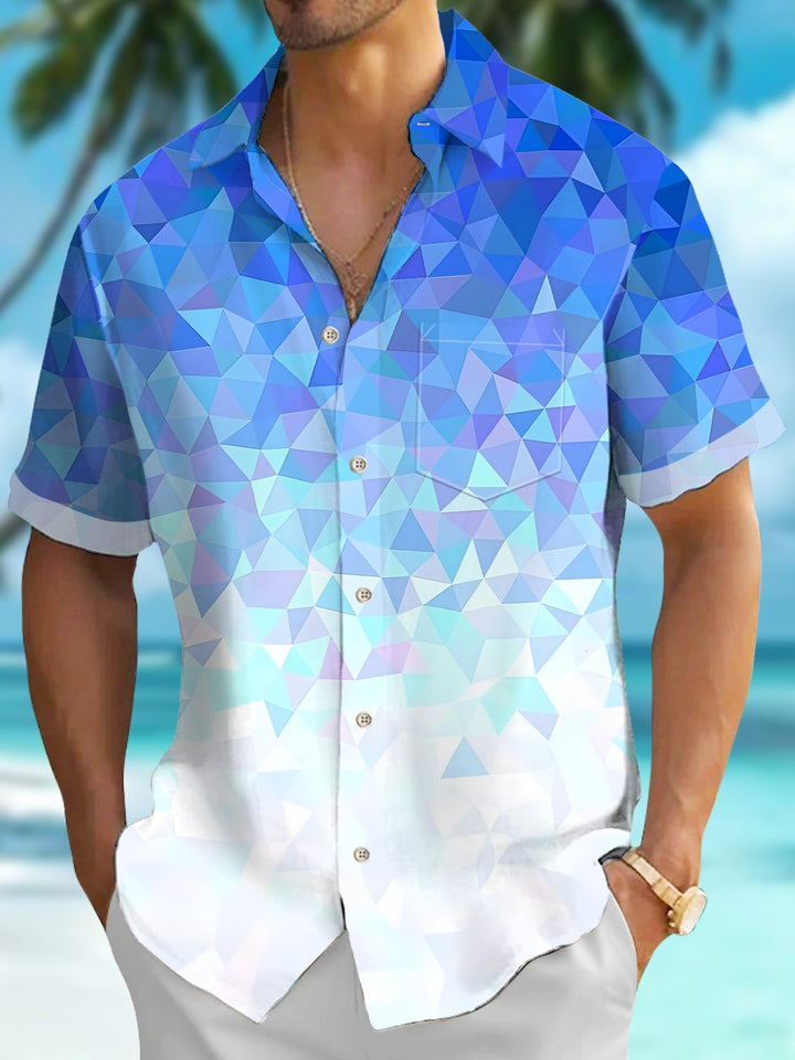 Alohadaddy® Retro Geometric Gradient Hawaiian Men&