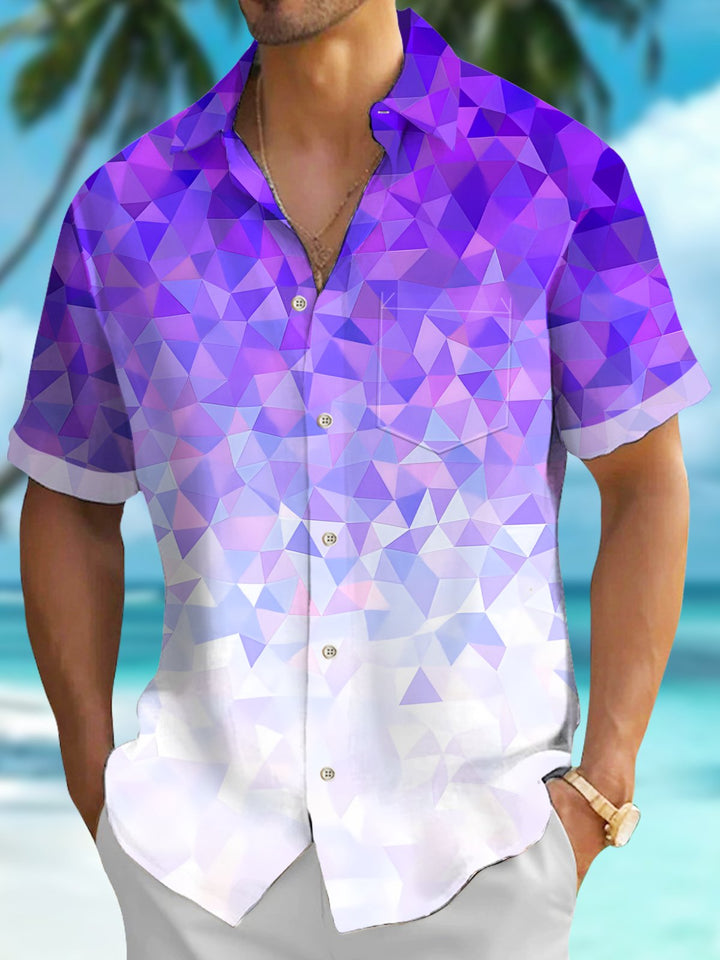 Alohadaddy® Retro Geometric Gradient Hawaiian Men&
