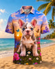 Alohadaddy® Vintage Beach Floral Dog Print Short-Sleeve Polo Shirt