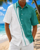 Alohadaddy® Basic Gradient Line Print Pocket Short-Sleeve Shirt