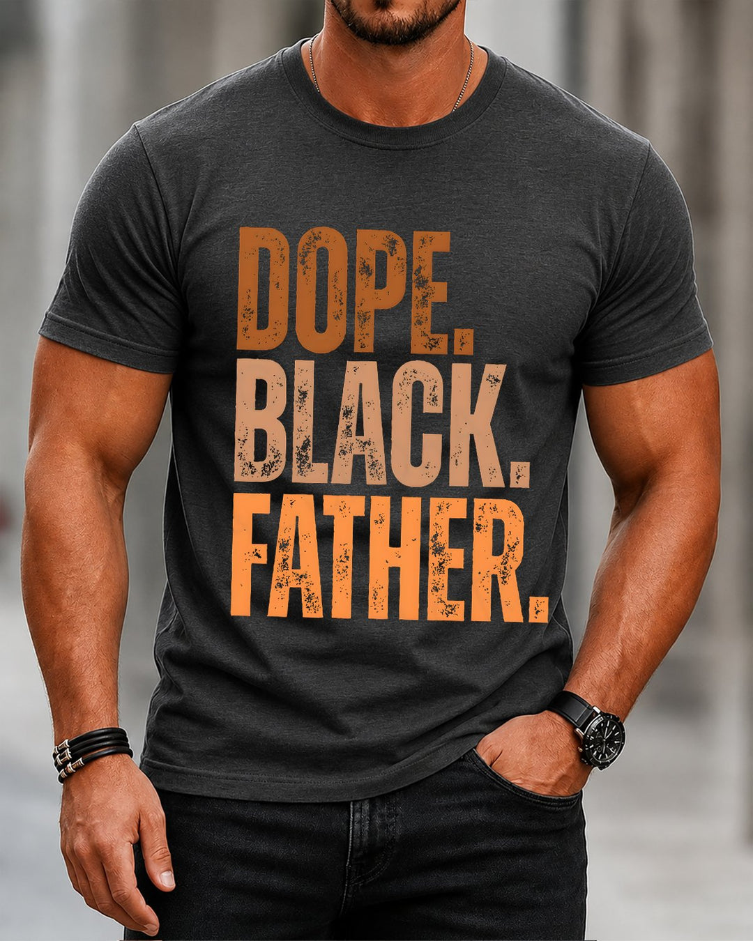 Alohadaddy® Dope Black Father Vintage Graphic Short-Sleeve T-Shirt