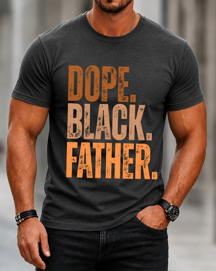 Alohadaddy® Dope Black Father Vintage Graphic Short-Sleeve T-Shirt