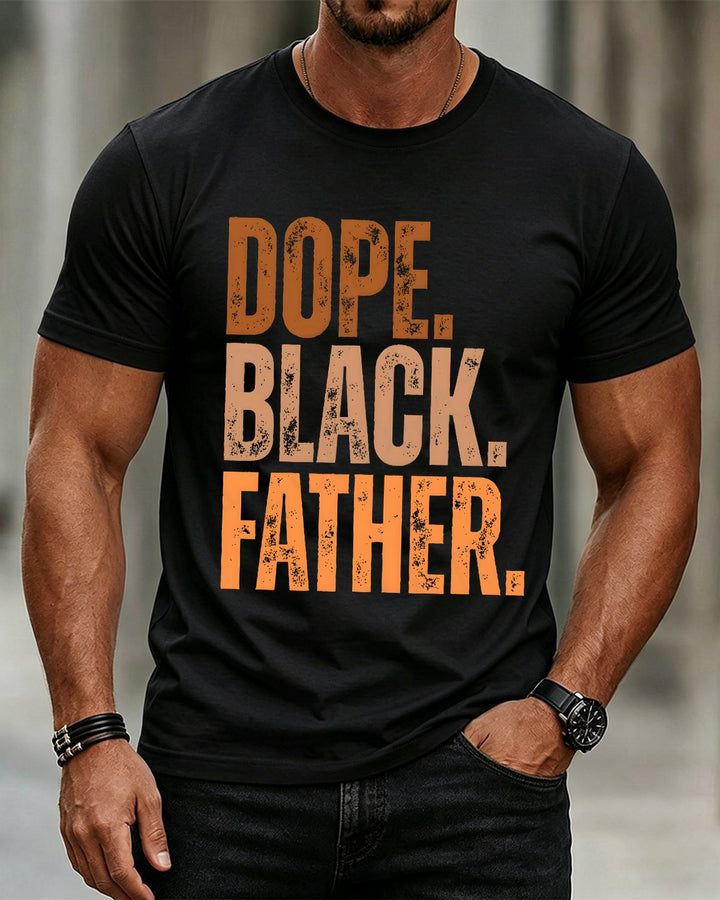 Alohadaddy® Dope Black Father Vintage Graphic Short-Sleeve T-Shirt