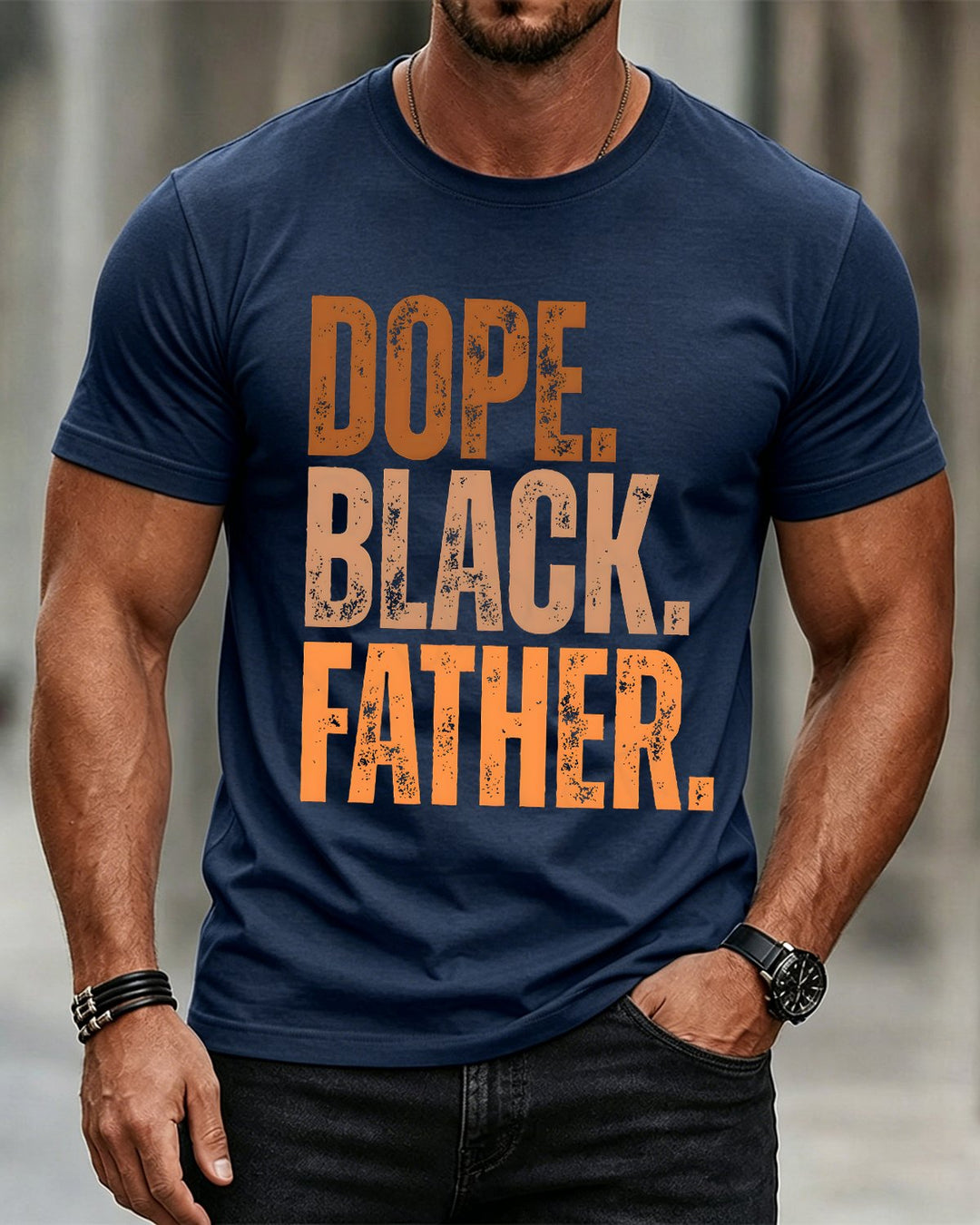 Alohadaddy® Dope Black Father Vintage Graphic Short-Sleeve T-Shirt