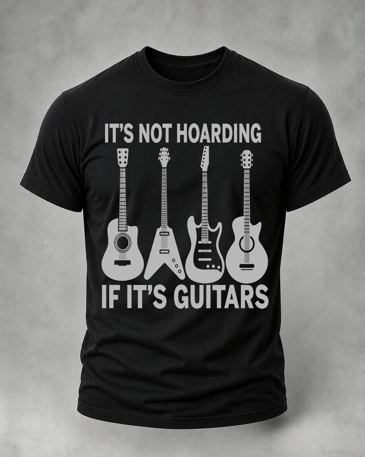 Alohadaddy® Vintage Music Guitar Letter Print Short-Sleeve T-Shirt