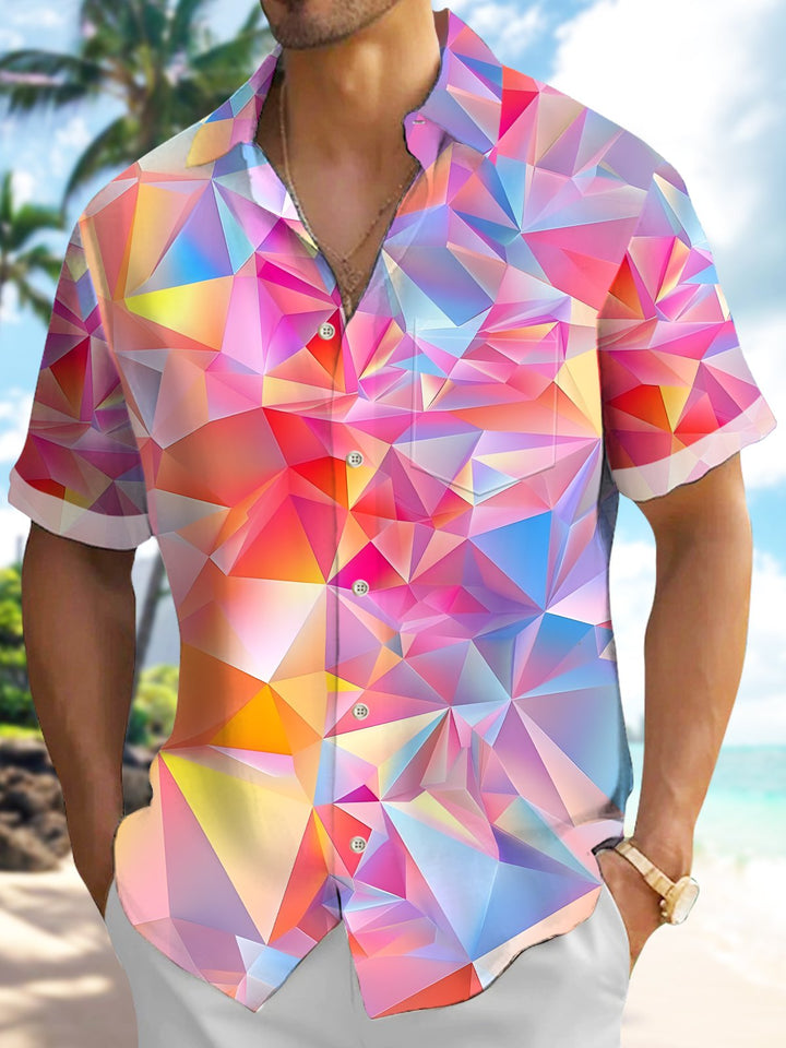 Alohadaddy® Retro Abstract Gradient Geometric Print Men&