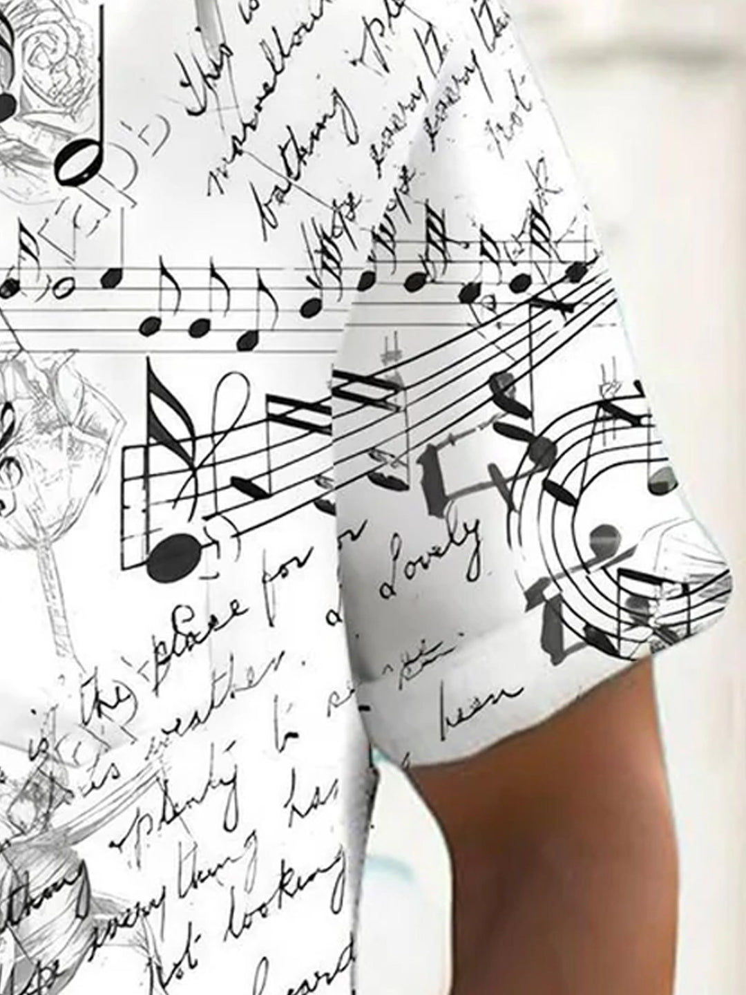 Alohadaddy® Vintage Music Note Button-Down Pocket Shirt