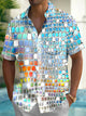Alohadaddy® Retro Geometric Abstract Print Gradient Pocket Shirt
