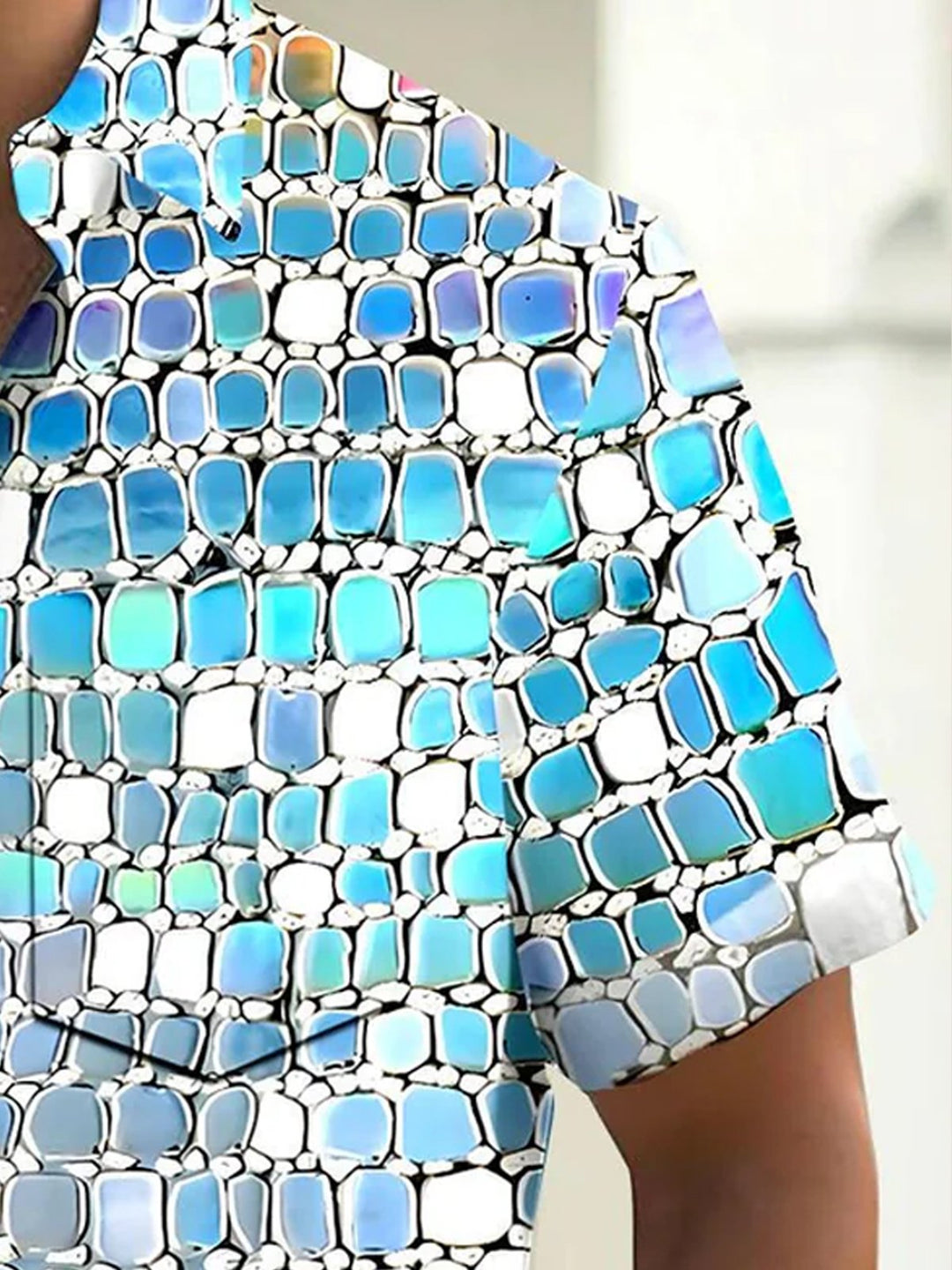 Alohadaddy® Retro Geometric Abstract Print Gradient Pocket Shirt