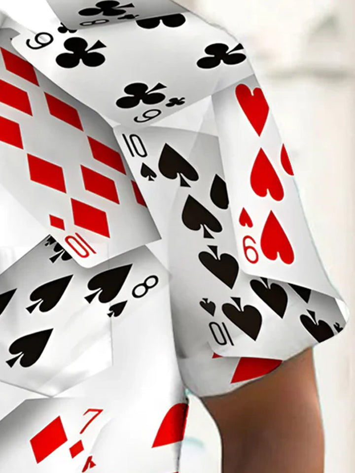 Alohadaddy® Vintage 3D Poker Print Pocket Button Shirt