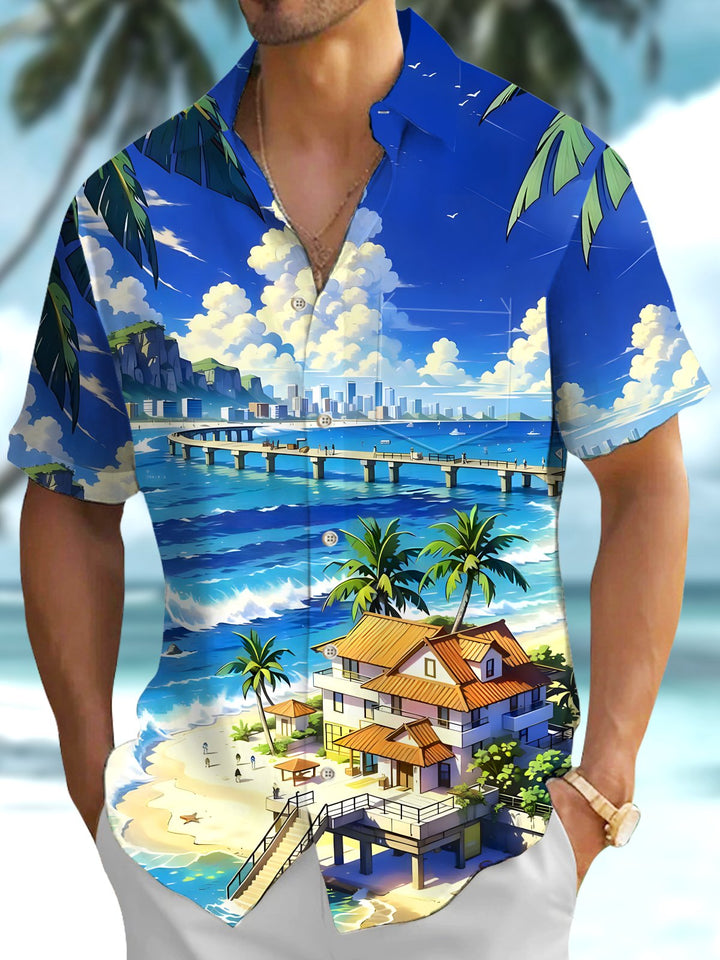 Alohadaddy® Hawaiian Beach Coconut Tree Vintage Car Men&